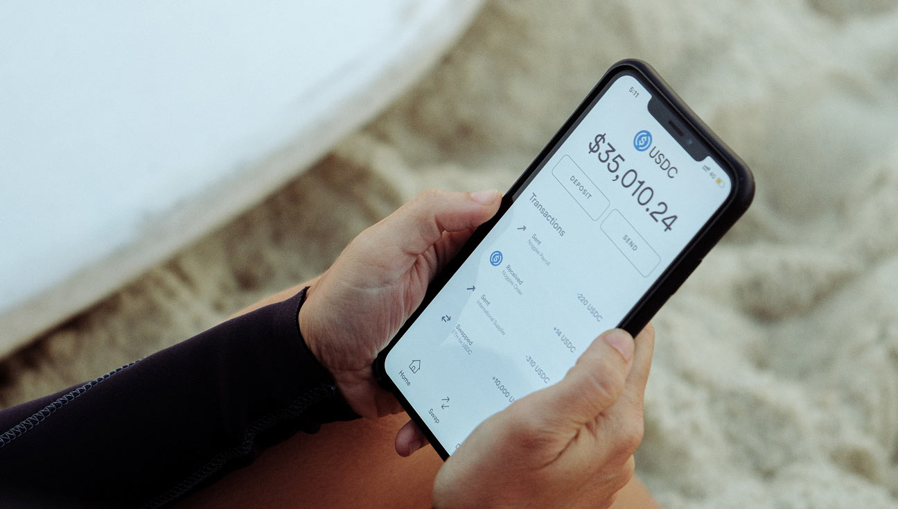 Someone viewing USDC in an app